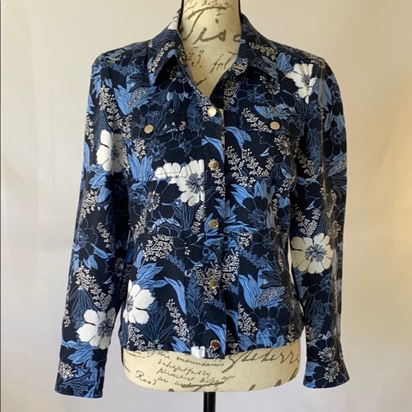 Evan-picone SzS Blue Floral Linen Blend Jacket. - Picture 1 of 7